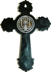Colored two tones Wall St. Benedict Cross / Crucifix set ( 10 Inch and 3 Inches