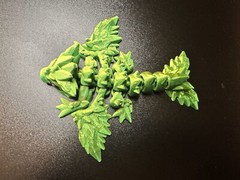 3d Printed Articulated Baby Crystal Dragon Wyvern 5.5 inch Green/Yellow