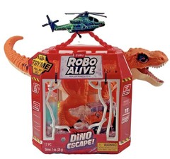 Zuru Robo Alive Dino Escape Orange T-Rex 17 Piece Set W/ Helicopter & Slime New