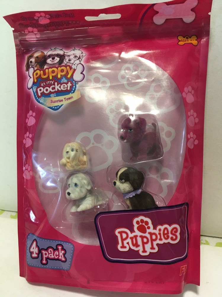 Puppy In My Pocket Sunrise Town 4 Pack Sets Style B Purple Dog