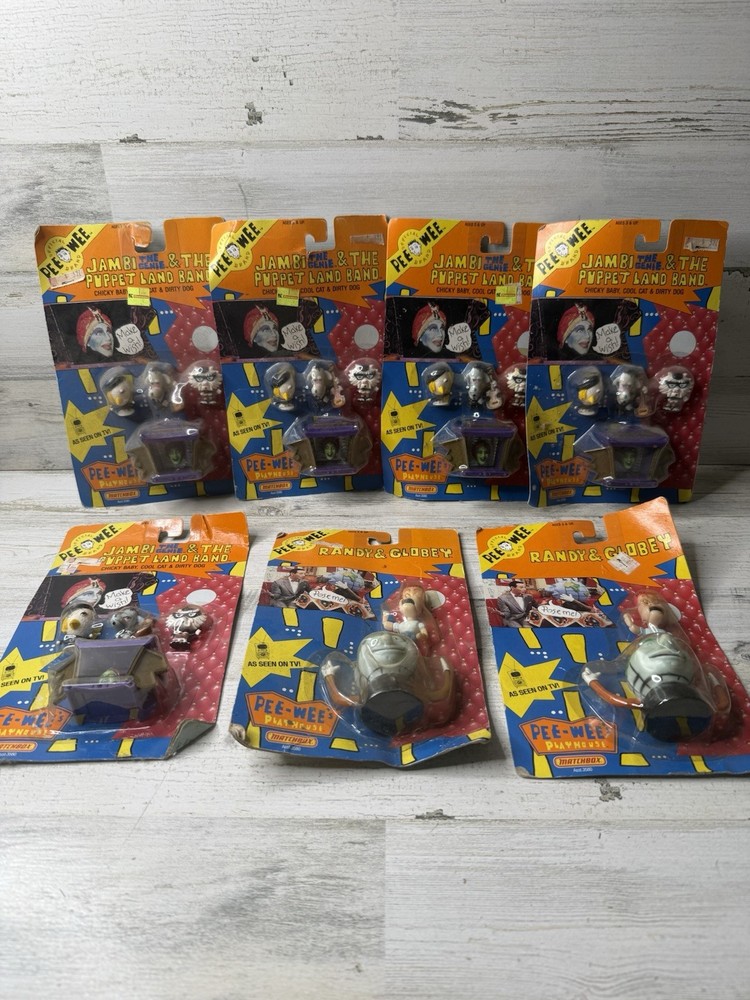 Lot of 7 Matchbox 1988 Pee-Wee Playhouse Figures Jambi the Genie/Randy & Globey