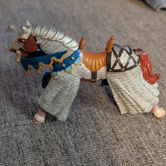 Papo Medieval Knight & Armored Horse Set w/ Axe Blue/Silver/Gold 2007