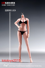 ANT 1:12 Seamless Pale Skin Female details Action Figure Body Hand Foot Model