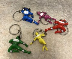 Set 5 Time Force Power Rangers Keychains 2001 Saban Red Yellow Blue Green Purple