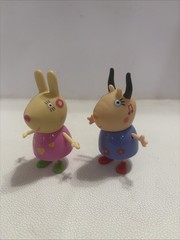 Vintage Peppa Pig Jazwares Madame Gazelle Rebecca Rabbit Figure Lot of 2