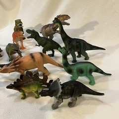 Lot of 14 Mixed Toy Plastic Rubber Dinosaurs Brachiosaur, T-Rex, Stegosaurus …