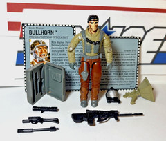 GI Joe Bullhorn 1990 v1 *100% COMPLETE w/File Card, Near Mint!* Vintage ARAH