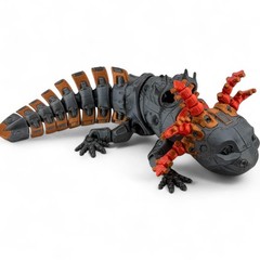 RobotoLotyl Steampunk Axolotl Figurine – 3D Printed Mechanical Animal with
