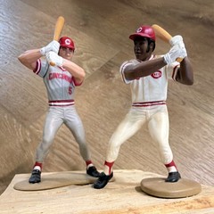 Johnny Bench Joe Morgan Cincinnati Reds Display Figure Lot Attached Wood Base