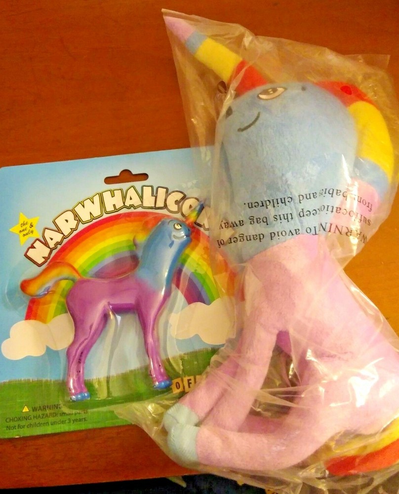 Narwhalicorns: (1) 5″ Bendable Figure & (1) 13″ Plush 1/2 Narwhal & Unicorn OTWT