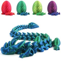 Easter Gift 3D Printed Dragon Full Articulated Dragon w/Egg Colourful Decorative