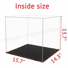 US 16″/40cm Acrylic Plastic Display Box Big Perspex Case Dustproof Self-Install