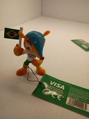 Official FIFA Futbol 2014 World Cup Brazil mascot with flag Approx 3 In Tall