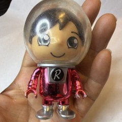 Pink Astronaut Plastic Figure w/ Clear Helmet & Jetpack, Silver/Beige/Black