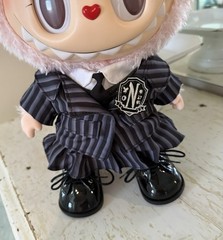 6 pc outfit for 38 cm Labubu doll. Wednesday character clothes