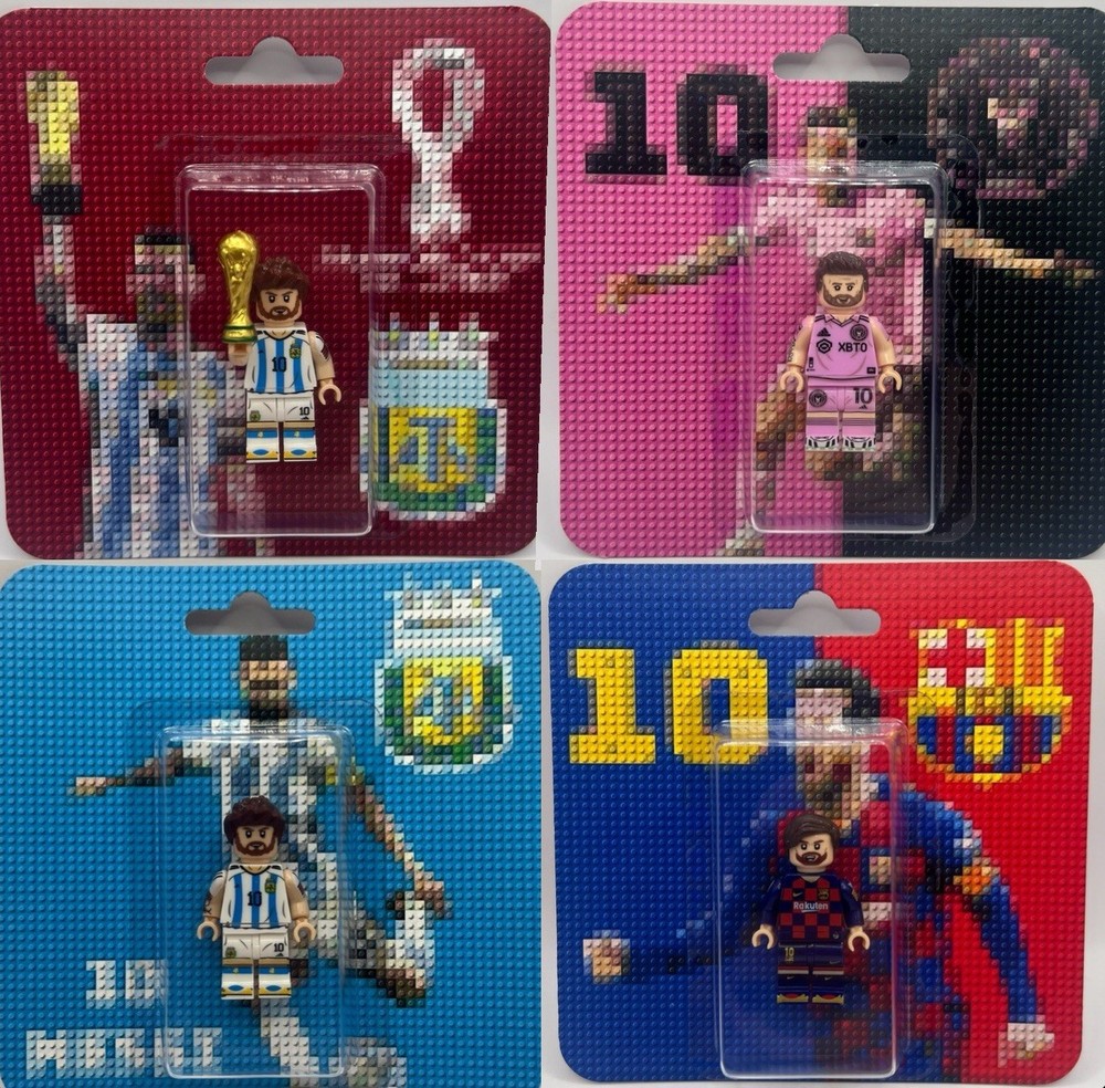 Lot 4x LIONEL MESSI HANDMADE BRICK FIGURE WALL ART COLLECTIBLE WORLD CUP MIAMI
