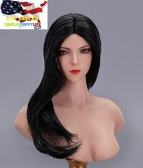 1/6 female head sculpt black hair for Phicen hot toys 12″ figure YMT085C ❶USA❶