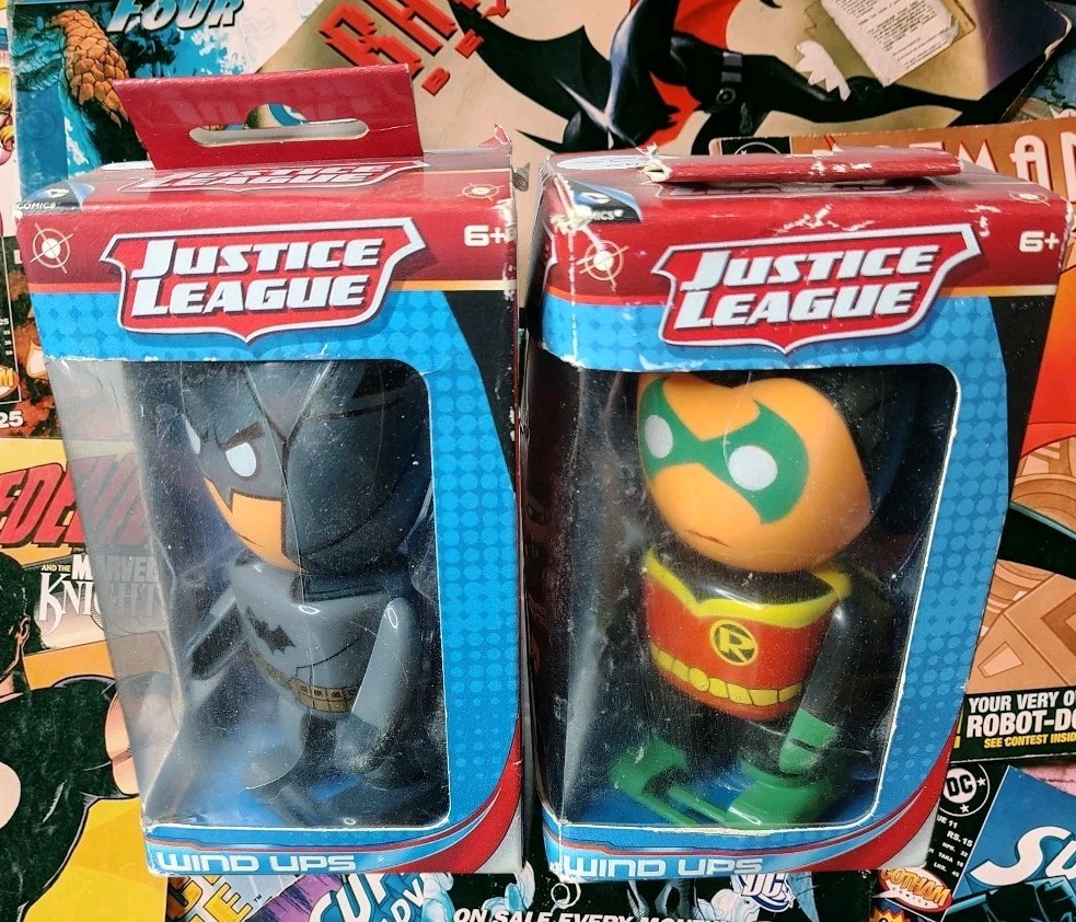 New DC Comics 3″ Batman & Robin Lot Justice League Wind Ups by Bulls i Toy