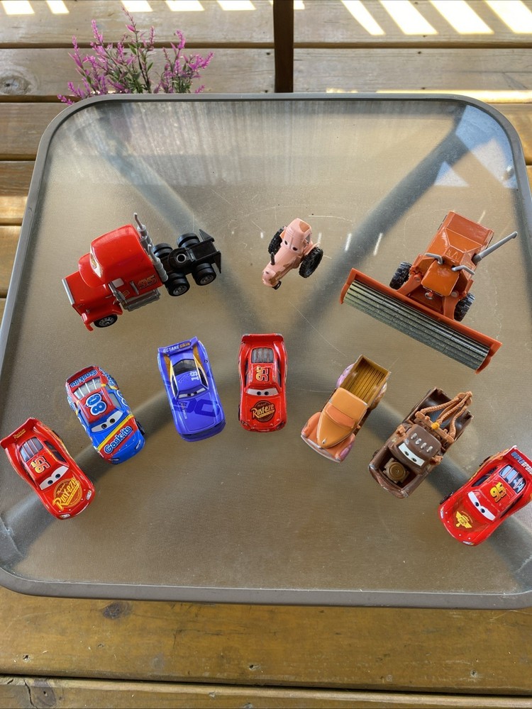 Cars Movie Figure Lot Of 10 Mixed PreOwned Played With See Photos