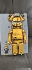 Garfield Gold Chrome Version 100% + 400% Bearbrick Set by Medicom Toy