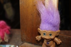 Vintage Ace Novelty Troll Action Figure Purple Hair and Jewel