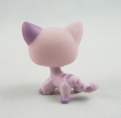 Mini Pet Shop Toys Orange Eyes Girls Short Hair Cat #933 Pink & Purple Rare LPS