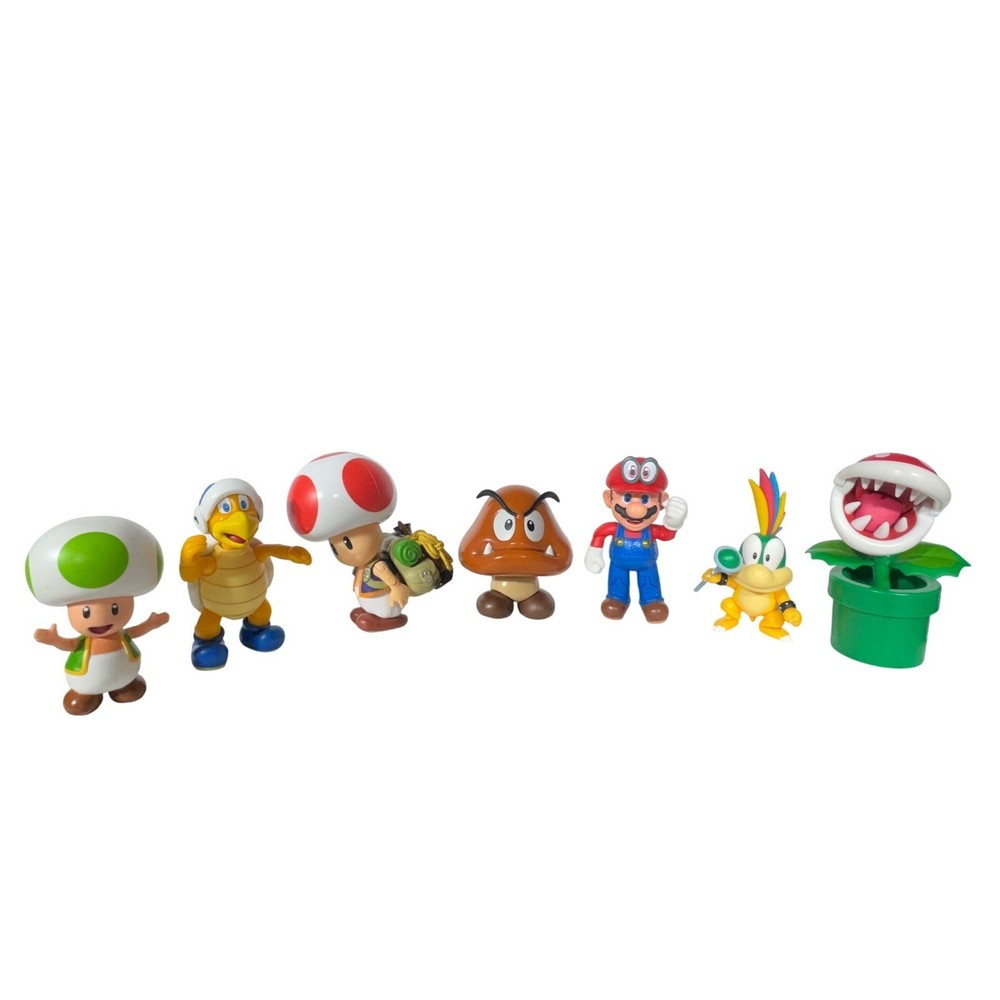Jakks Pacific 7pc Set Nintendo Super Mario Figure Lot 2.5-4 Inch
