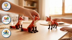 Articulated Fox Toys 6.75″ USA Made, 3D Printed Fidget Desk Pet Animal Figures