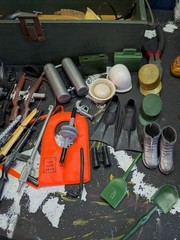 Gi Joe wooden foot locker and Accessories lot adult collector