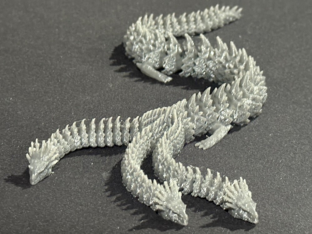 Glossy Articulated Hydra Toy, Gray, 3-D printed Fidget Toy