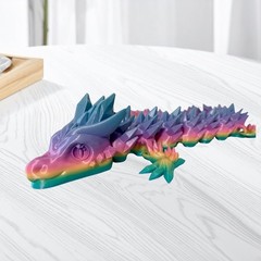 Large 24 Inch Articulated Flexi Crystal Dragon 3D Printed Fidget Desk Toy