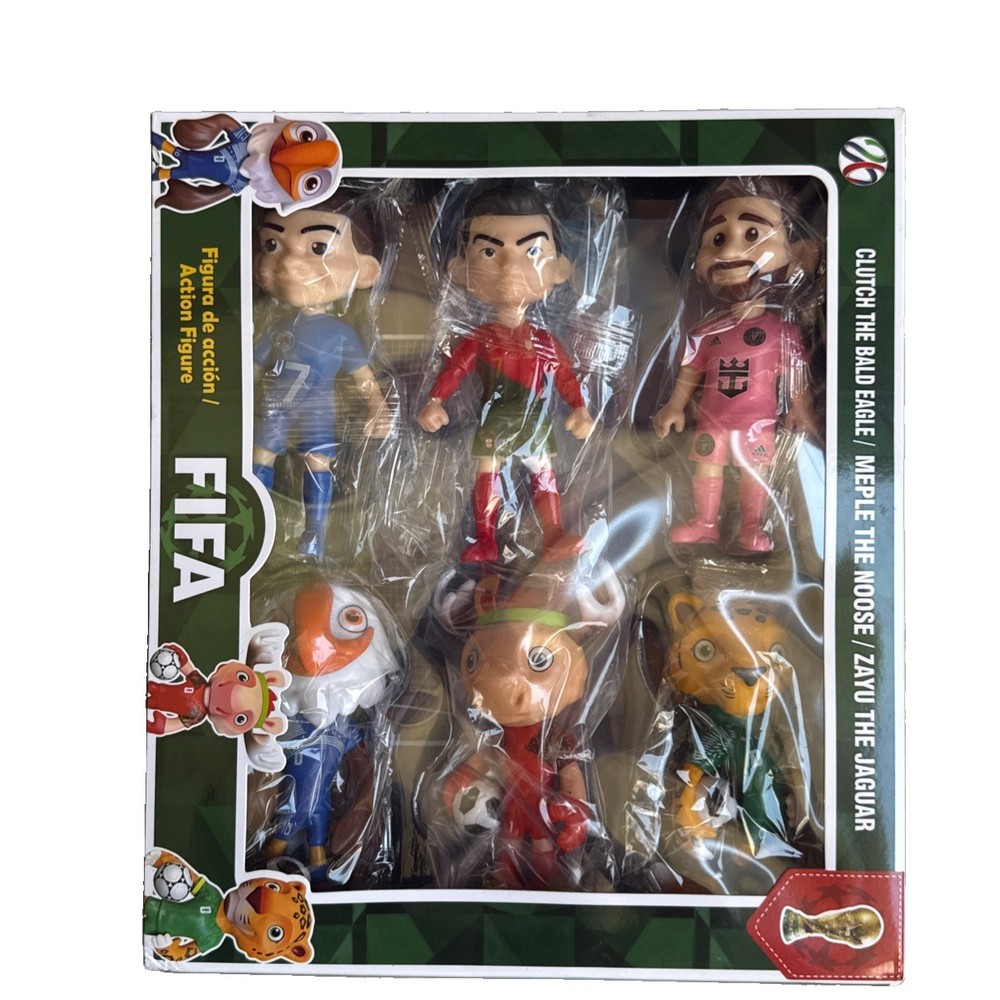 FIFA Soccer Football Stars & Mascots Action Figure 6-Pack Set Messi Ronaldo New