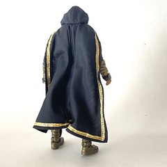 KC-C-BKAD: 1/12 Wired black Hooded cape with gold trim for McFarlane Black Adam