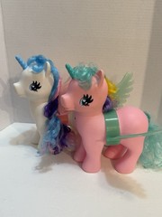 My Little Pony White & Pink 9” Large Size Lot Of 2 Pink And White With Wings