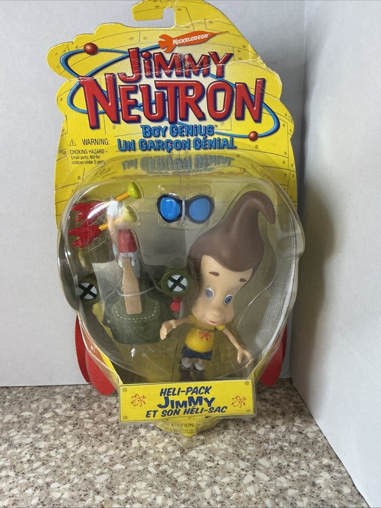 2001 Jimmy Neutron Boy Genius Heli-Pack Figure Mattel Nickelodeon NIP