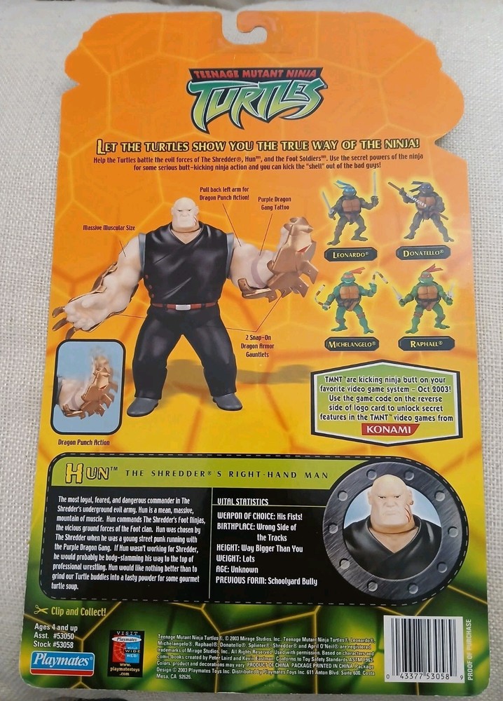 Teenage Mutant Ninja Turtles Hun TMNT 2003 Purple Dragon Bio File Card Back