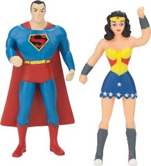 * SUPERMAN AND WONDER WOMAN 3 IN DC COMICS BENDABLE FIGURE 2 PACK BY NJ CROCE *