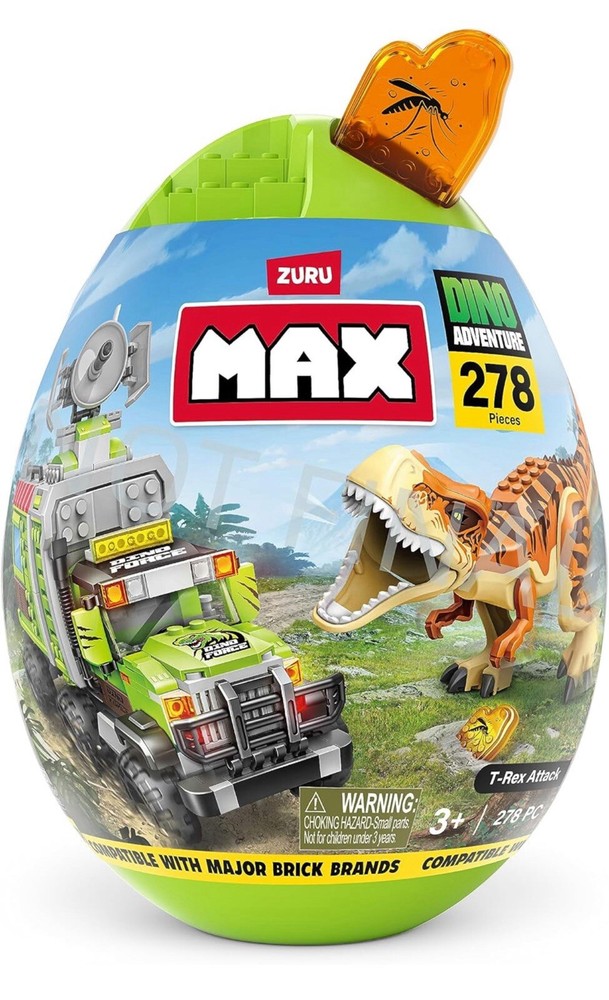 BRAND NEW, ZURU MAX, T-REX ATTACK Dino Adventure, 284 Pieces, Compatible (518)