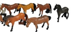 Lot of 12 Play Toy Horse Figurines Vintage & Modern Approx. 3 in + Saddle