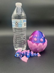 3D Printed Glow Mini Crystal Dragon & Egg – 4″ Flexi Articulated Toy