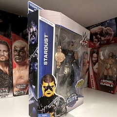 (V RARE)Mattel WWE Elite Collection Stardust Wrestling ActionFigureBoxed x2 belt