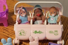 Zuru My Mini Baby(Awake Triplets)Series 1 w/Stroller, Bunny Chairs, Book & More!
