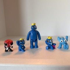 Rainbow Friends Phatmojo Figures Lot Of 5 Blue Cyan Red