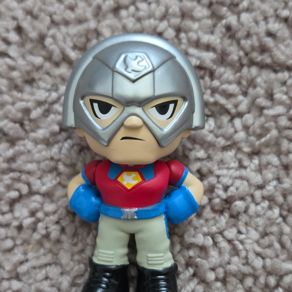 Funko PeaceMaker Superhero Plastic Figurine Silver Helmet Red Shirt Blue Gloves