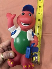 Vtg 1992 Lyons Group 7″ Barney Purple Dinosaur Coin Piggy Bank Back to School
