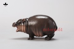 JXK Realistic Baby Hippo GK Resin Figure Cute Animal Model Collectible L 10cm