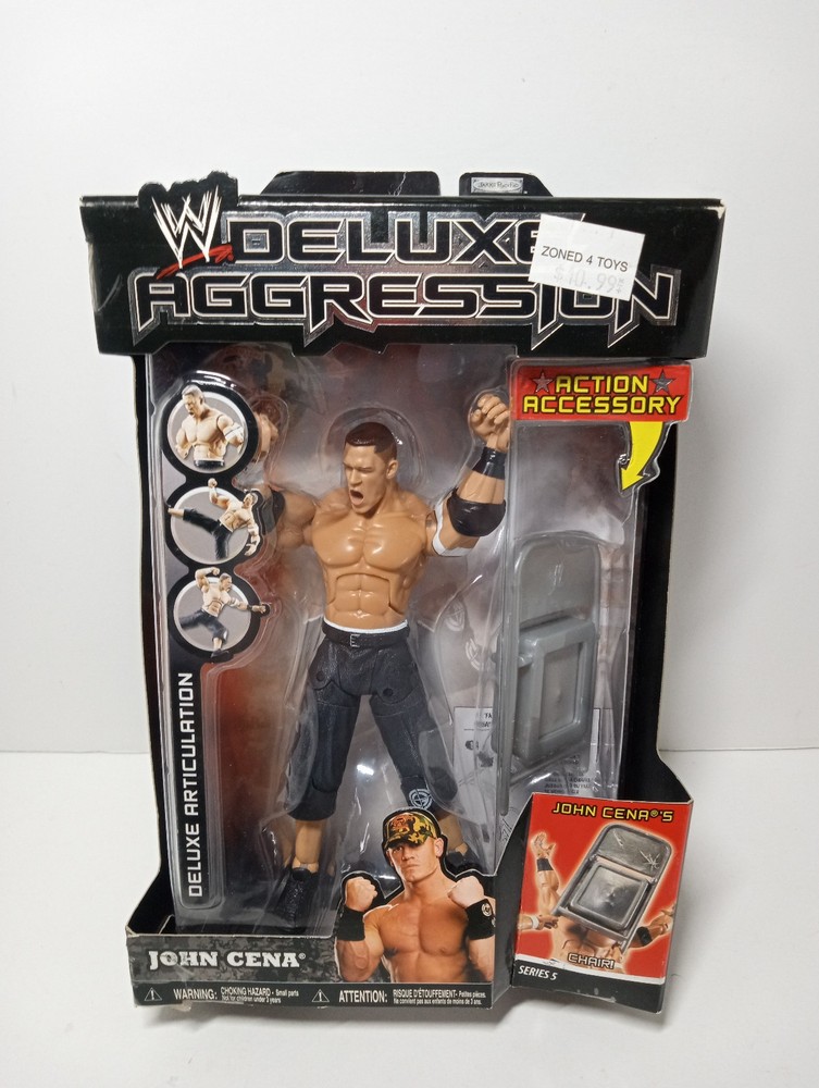NEW WWE Deluxe Aggression John Cena Figure Series 5 with Chair 2006 Jakks