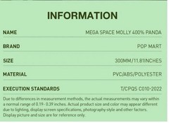 POPMART MEGA SPACE MOLLY 400% PANDA Limited Edition Collectible NEW Sealed