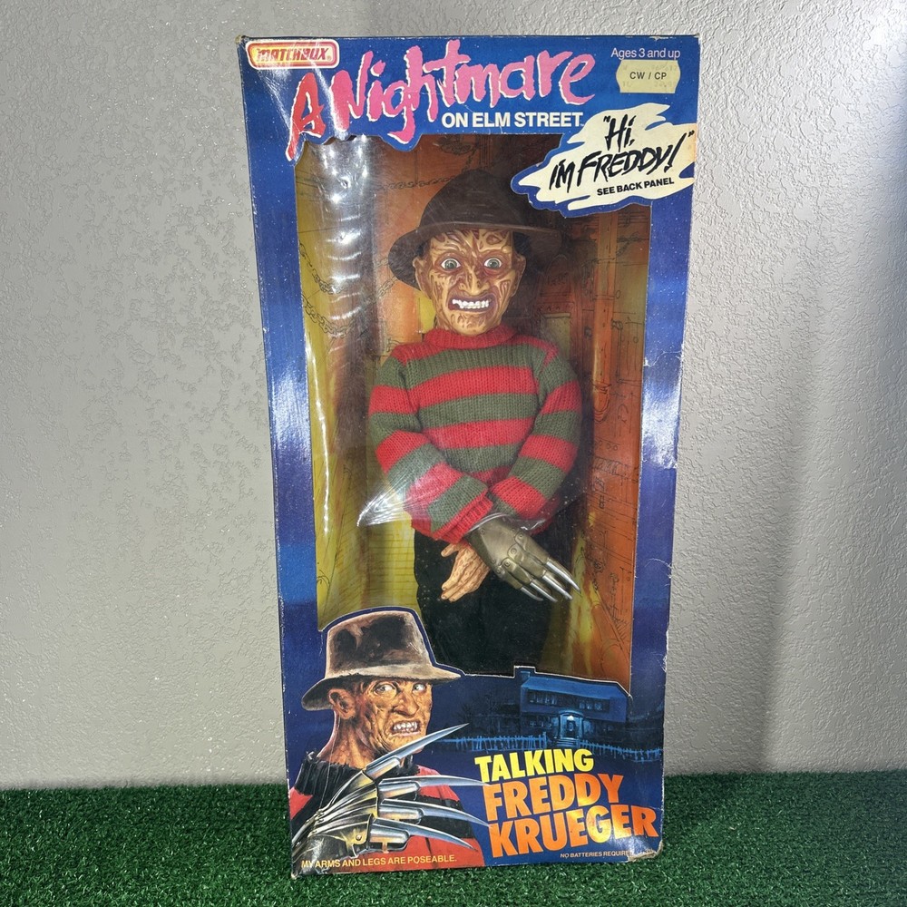 Vintage 1989 Freddy Krueger Talking Doll Pull Cord Tested SFX Work Matchbox NRFB