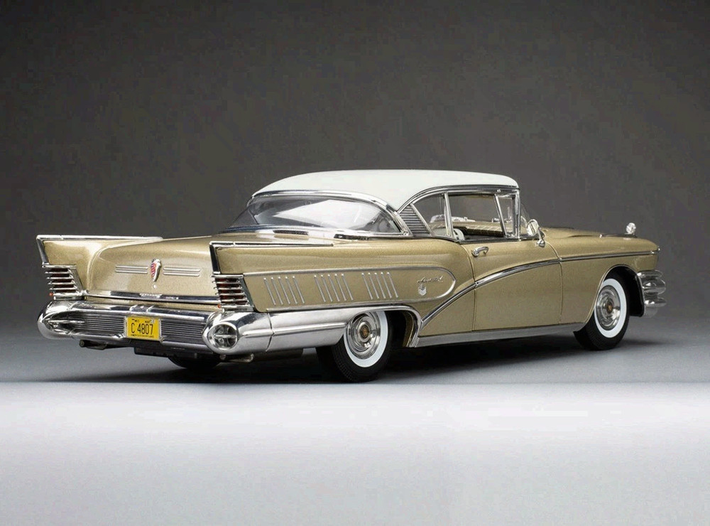 1958 Buick Limited Riviera Coupe Glacier White/Gold Mist in 1:18 scale New